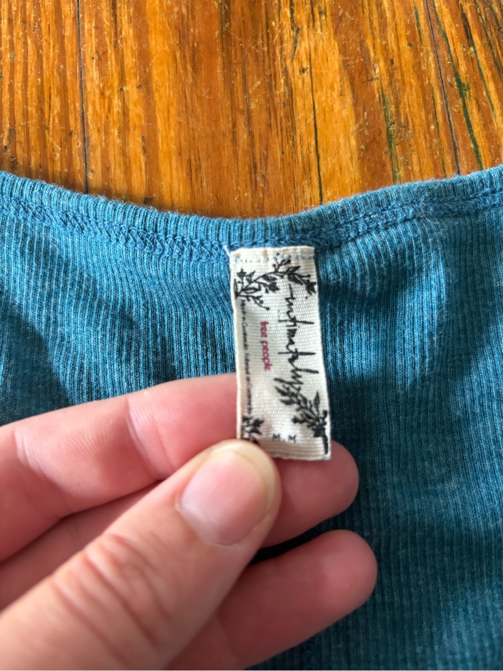 Free People Teal Ribbed Racerback Crop Tank - Picture 2 of 2